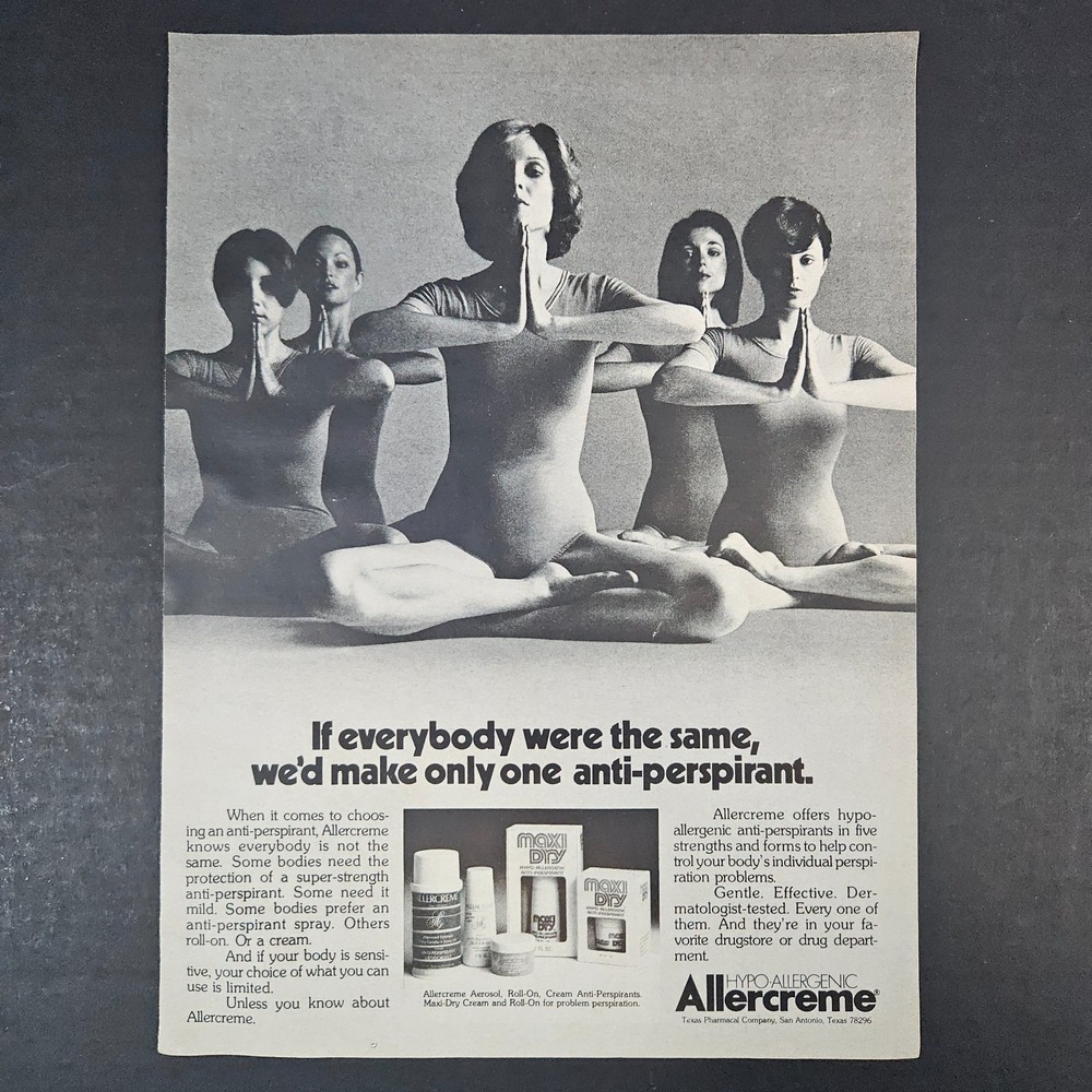 1974 Hypo-Allergenic Allercreme Texas Pharmacal Vintage Print Ad San‎ Antonio TX